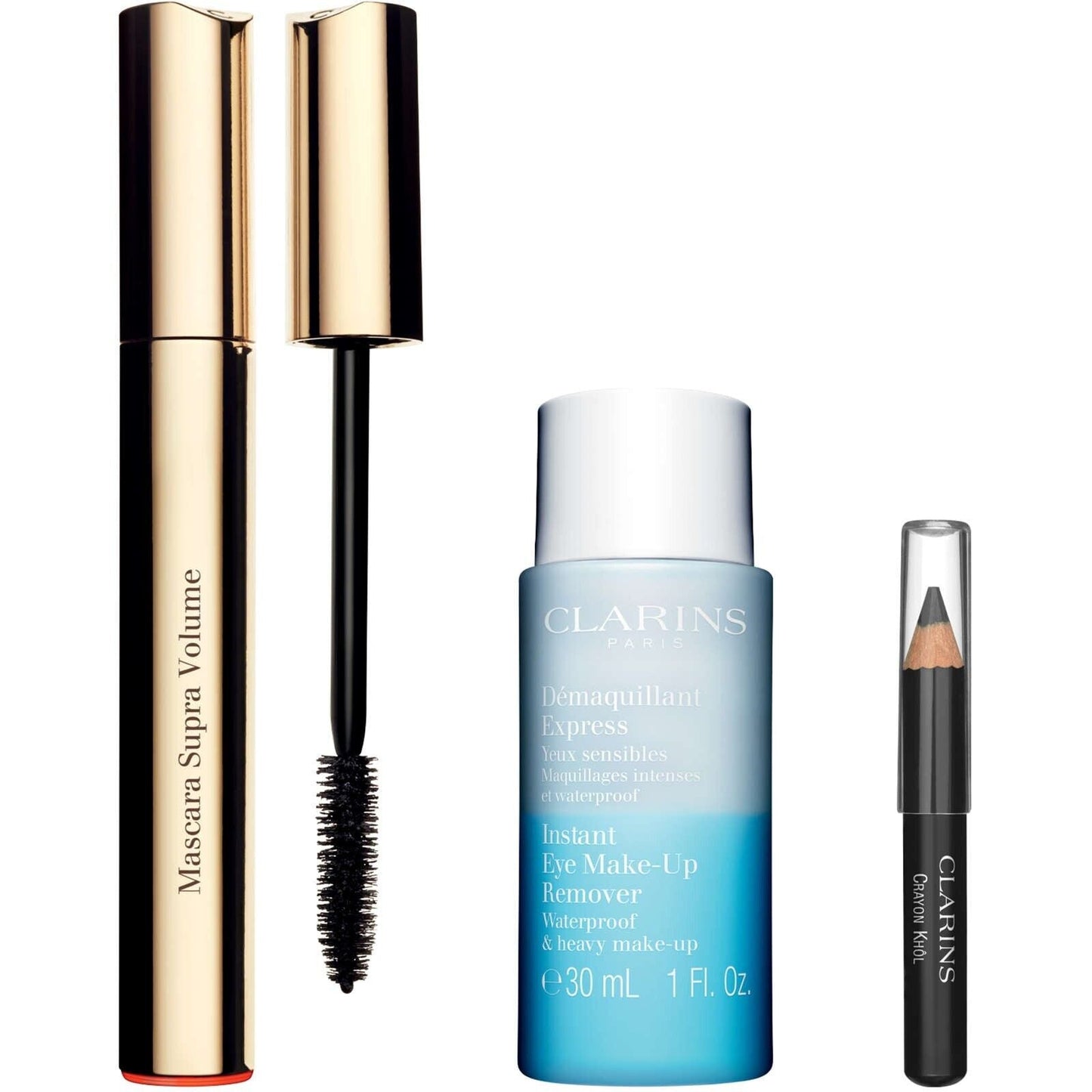 Clarins All About Eyes Set 01 Intense Black Enhance Care Gentle Lashes 3pcs NEW