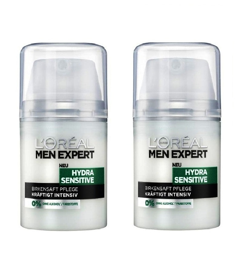 2x Pack L'Oreal Paris Men Expert Hydra Sensitive 0% Alcohol Birch Sap - 100 ml