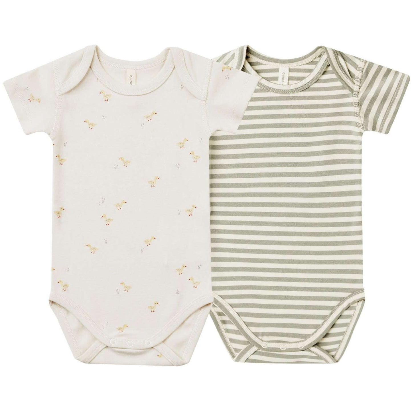 Quincy Mae Short Sleeve Bodysuit, 2 Pack | Ducks, Sage Stripe