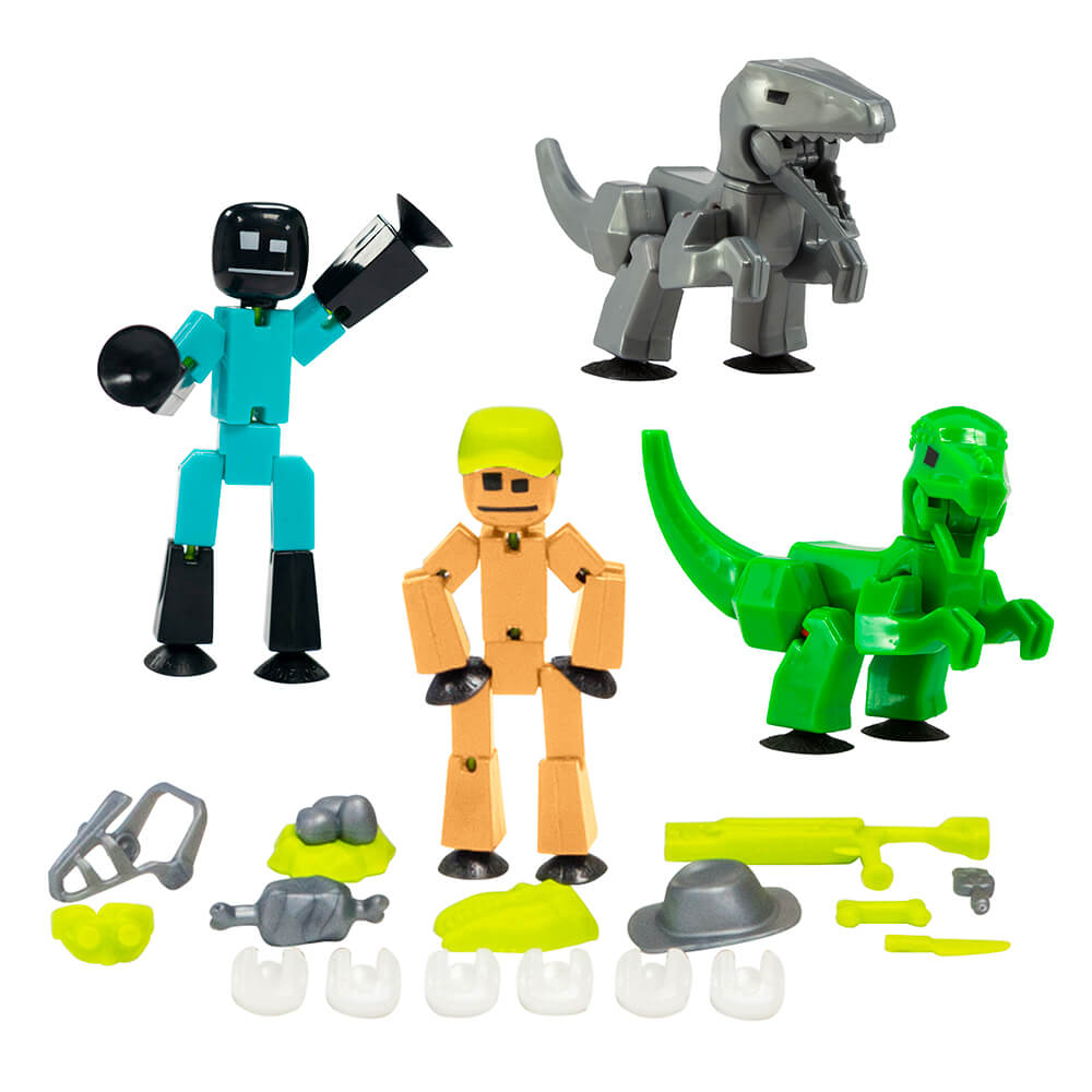StikBot Dino Theme Pack Bundle (2 Stikbots, 2 Dinos and Dino-Themed Accessories)
