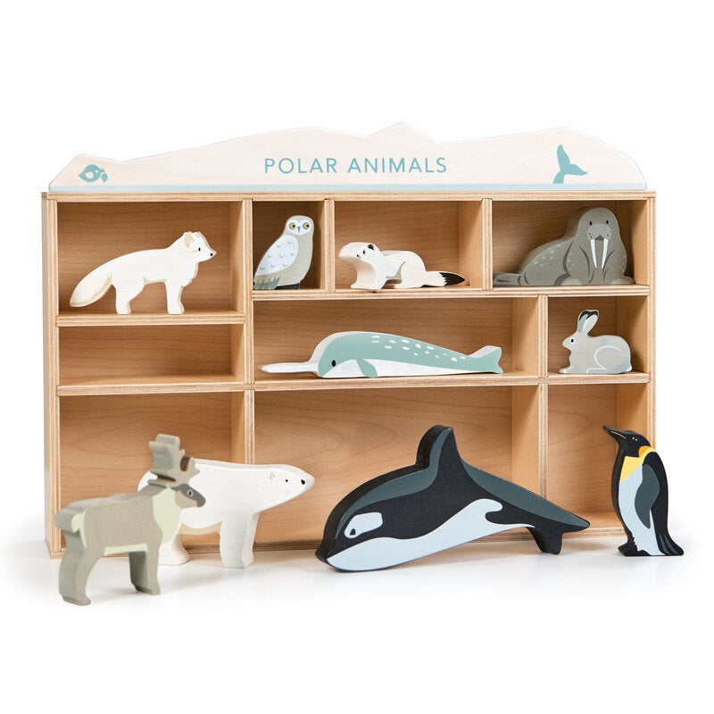 Polar Animals Display Wooden Shelf Set