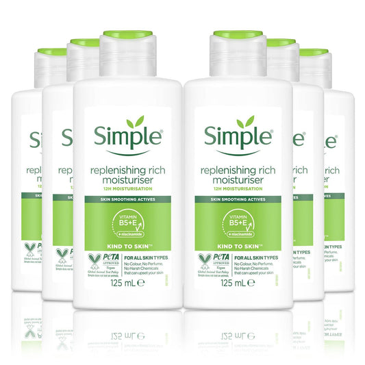 6 x Simple Kind to Skin Replenishing Rich Moisturiser 125ml