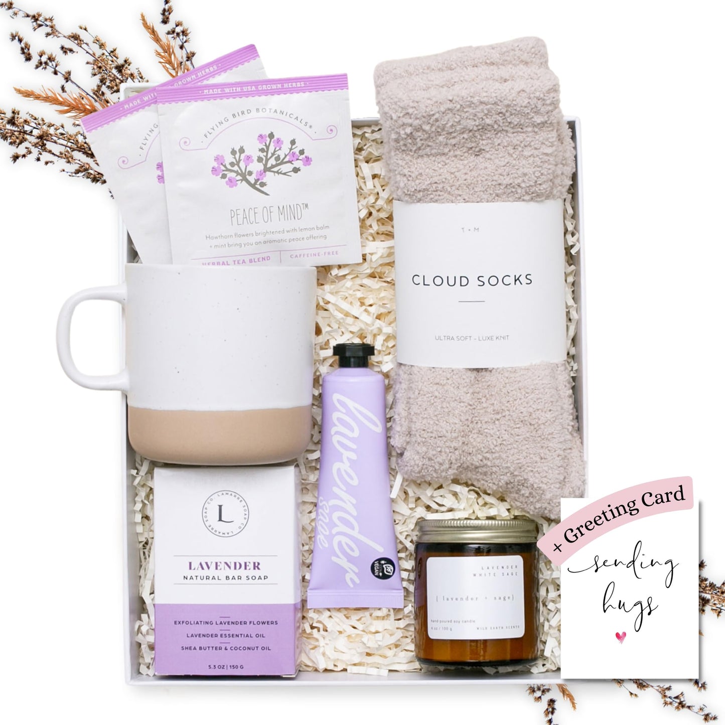 Unboxme Lavender Spa Gift Set - Relaxation Gifts For Women I Get Well Soon Gift Basket with Scented Candle, Bath Bomb, Soap + More, Birthday, Sympathy & Self Care Package, Perfect Valentines Day Gift