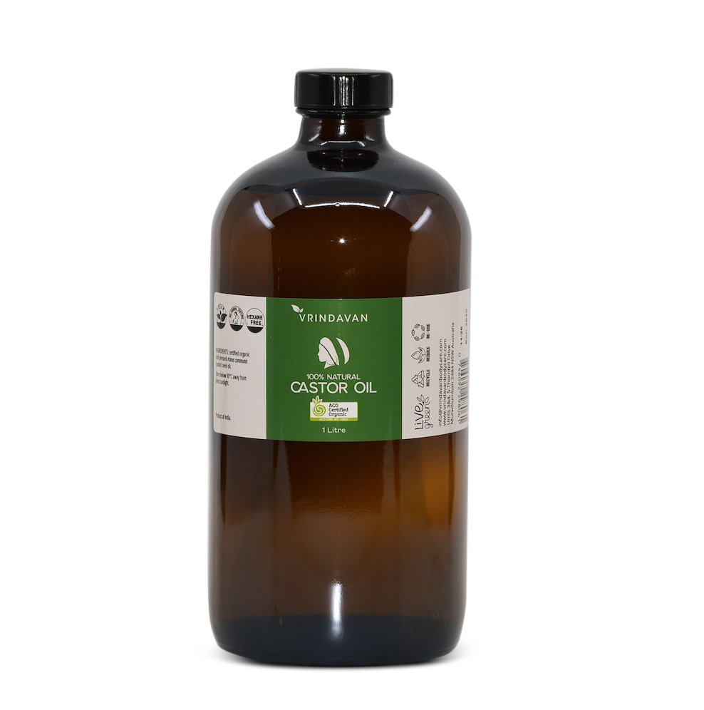 Castor Oil - Certified Organic - 1L - Glass Bottle