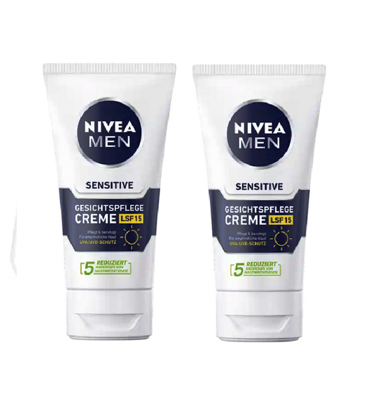 2xPack Nivea Men Facial Care Sensitive Cream SPF 15  - 150 ml