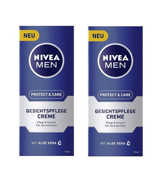 2xPack NIVEA MEN Protect & Care Facial Cream with Aloe Vera - 150 ml