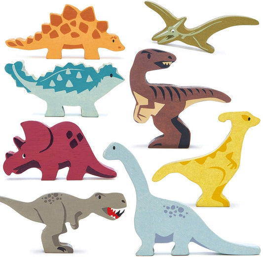 Selection of 8 Wooden Dinosaurs